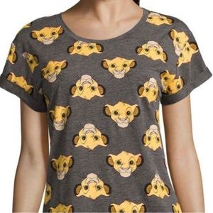 4/$25 Disney Simba Pattern Print Rolled Short Sleeve Tee in Grey - Med Lion King